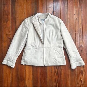 NWT Vintage 00s Alfani Petites faux suede & faux fur lined coat in Alabaster